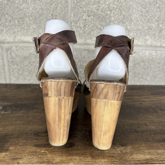 SOLD NEW BedStu Marilyn Teak Rustic Leather Platform Sandals sz 10 Boho - Picture 9 of 11